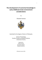The development of numerical knowledge in early childhood: brain-environment considerations