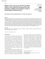 Maybe I Can't Cook, but It Doesn't Mean I Don't Care: Moral Framing and Private Criticism of Meat Consumption Leads to Psychological Defensiveness