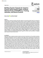 Building Teacher Capacity for Inclusive Practice With Autistic Pupils: A Mixed- Methods Study of Self-Efficacy, Training, Attitudes, and School Context