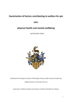 Examination of factors contributing to welfare for pet cats: physical health and mental wellbeing