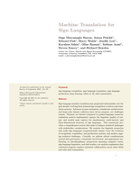 Machine Translation for Sign Languages