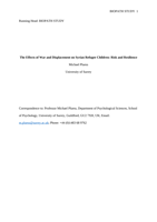 The effects of war and displacement on Syrian refugee children: risk and resilience