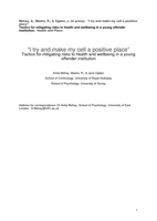 “I try and make my cell a positive place”: Tactics for mitigating risks to health and wellbeing in a young offender institution