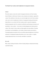 The Finnish Team Academy model: implications for management education