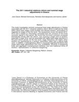 The 2011 Industrial Relations Reform and Nominal Wage Adjustments in Greece