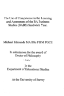 The Use of Competence in the Learning and Assessment of the BA Business Studies (HAWS) Sandwich Year.