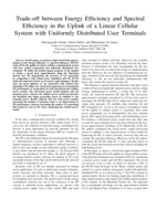 Trade-off between Energy Efficiency and Spectral Efficiency in the Uplink of a Linear Cellular System with Uniformly Distributed User Terminals