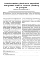 Intensive training in chronic upper limb hemiparesis does not increase spasticity or synergies