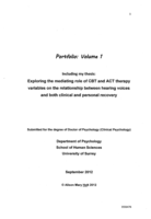 Exploring the Mediating Role of CBT and ACT Therapy Variables on the Relationship Between Hearing Voices and Both Clinical and Personal Recovery.