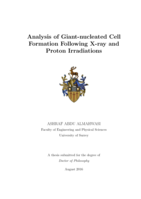 Analysis of giant-nucleated cell formation following x-ray and proton irradiations.