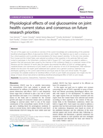 Physiological effects of oral glucosamine on joint health: current status and consensus on future research priorities.