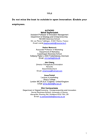 Do not miss the boat to outside-in open innovation: Enable your employees