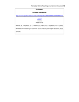 Remedial online teaching on a summer course