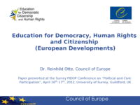 Education for democracy, human rights and citizenship (European Developments)