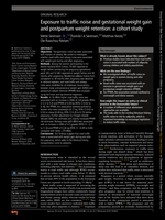 Exposure to traffic noise and gestational weight gain and postpartum weight retention: A cohort study