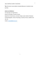 Self‐control in early childhood: individual differences in sensitivity to early parenting