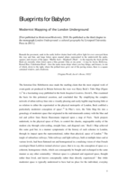 Blueprints for Babylon: Modernist Mapping of the London Underground 1913–1939