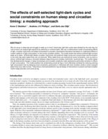 The effects of self-selected light-dark cycles and social constraints on human sleep and circadian timing: a modeling approach