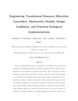 Engineering Translational Resource Allocation Controllers: Mechanistic Models, Design Guidelines, and Potential Biological Implementations