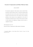 Executive Compensation and Ethnic Minority Status