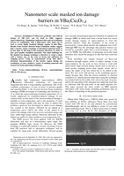 Nanometer scale masked ion damage barriers in YBa2Cu3O7-delta