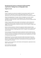 Entrepreneurial activity in community health promotion organisations: findings from an ethnographic study