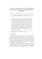 Discriminative Enhancement for Single Channel Audio Source Separation using Deep Neural Networks