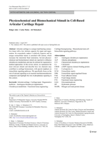 Physicochemical and biomechanical stimuli in cell-based articular cartilage repair.