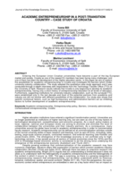 Academic Entrepreneurship in Post-transition Country Case Study of Croatia