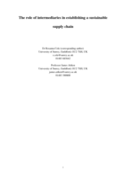 The role of intermediaries in establishing a sustainable supply chain