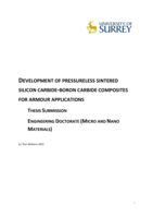 Development Of pressureless sintered silicon carbide-boron carbide composites for armour applications.