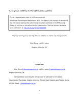 Vicarious learning and unlearning of fear in childhood via mother and stranger models.