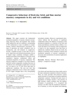 Compressive behaviour of fired-clay brick and lime mortar masonry components in dry and wet conditions