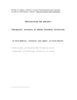 'Neutralizing the Patient': Therapists' Accounts of Sexual Boundary Violations