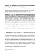 Numerical and experimental characterization of the hydrodynamics and drying kinetics of a barbotine slurry spray
