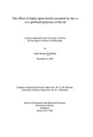 The Effect of Leptin upon Insulin Secretion by the Ex Vivo Perfused Pancreas of the Rat.