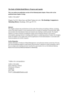 The Study of British Retail History. Progress and Agenda