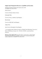 Supply chain management resources, capabilities and execution