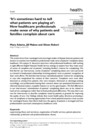 It's sometimes hard to tell what patients are playing at': How healthcare professionals make sense of why patients and families complain about care