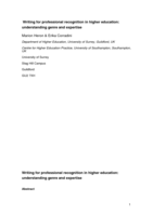 Writing for professional recognition in higher education: understanding genre and expertise