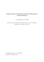 Turbulent plumes with internal generation of buoyancy by chemical reaction