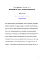 Time, space and touch: body work and labour process (re)organisation