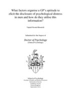 What factors organise a GP’s aptitude to elicit the disclosure of psychological distress in men and how do they utilise this information?