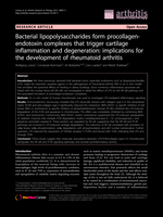 Bacterial lipopolysaccharides form procollagen-endotoxin complexes that trigger cartilage inflammation and degeneration: implications for the development of rheumatoid arthritis.