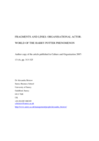 Fragments and Links: the Organisational Actor-World of the Harry Potter Phenomenon
