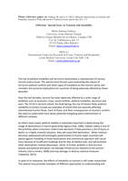 Special Issue on Instability and Tourism