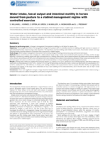 Water intake, faecal output and intestinal motility in horses moved from pasture to a stabled management regime with controlled exercise.