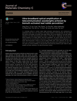 Ultra-broadband optical amplification at telecommunication wavelengths achieved by bismuth-activated lead iodide perovskites