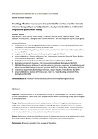 Providing effective trauma care: the potential for service provider views to enhance the quality of care (qualitative study nested within a multicentre longitudinal quantitative study)