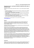 Improving recovery—Learning from patients’ experiences after injury: A qualitative study